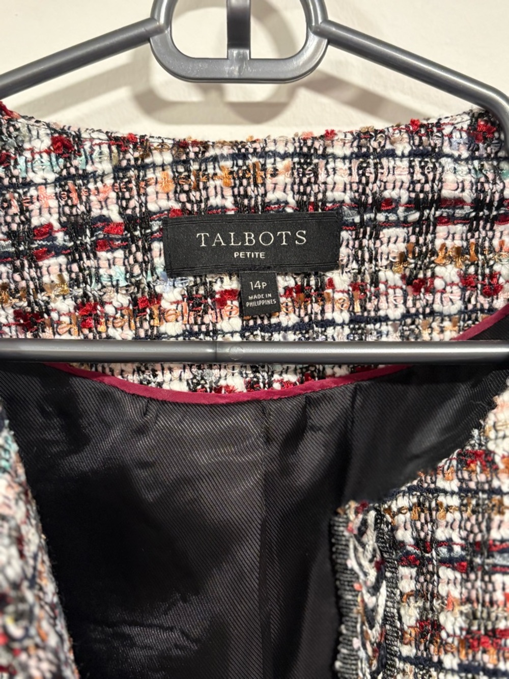 Talbots Multi-Color Tweed Collarless Jacket - Picture 2 of 8